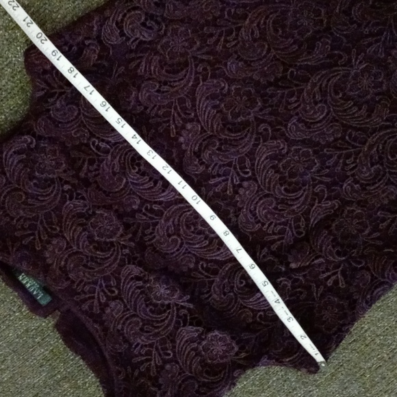 💜Lauren Ralph Lauren💜 - Plum Lace Overlay S/S Cocktail Dress - Picture 10 of 13